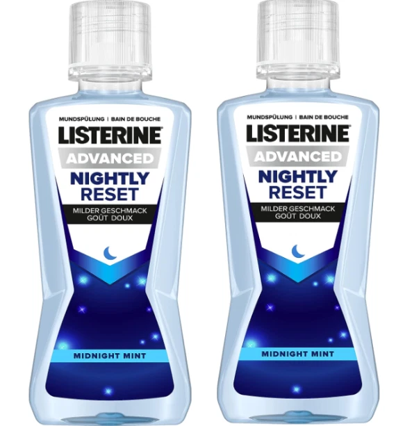 2X400 Ml LISTERINE Advanced Nightly Reset Milder Geschmack Mundspülung