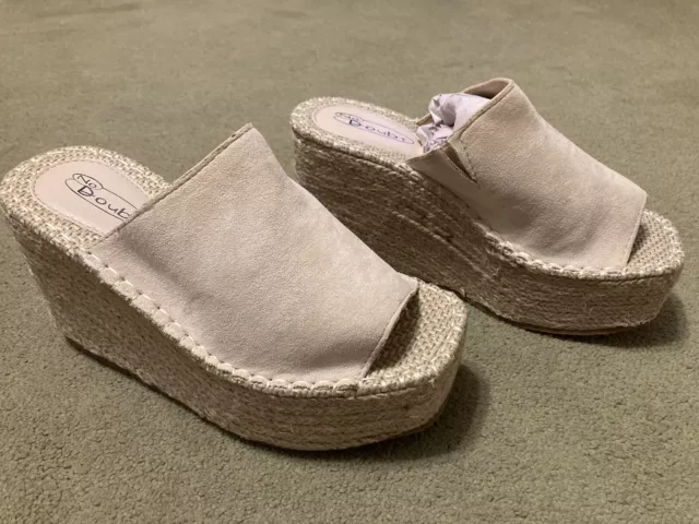 Women's Wedge Espadrilles Sandals Cream Suede Heel Platform Shoes Size 6 New