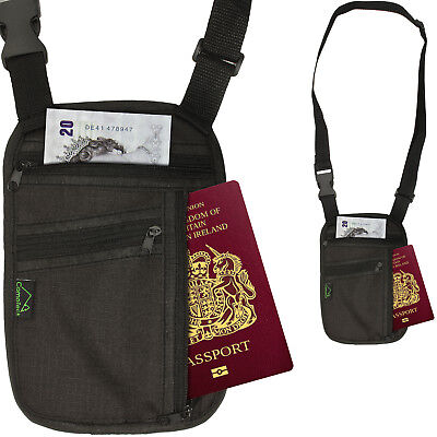 RFID Blocking Travel Body Wallet Passport Holder Neck Shoulder Document Bag Case