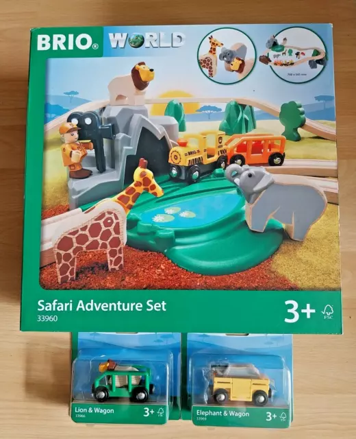 Brio 33960 - Großes Safari Abenteuer Set + 33966 Löwe + 33969 Elefant - OVP