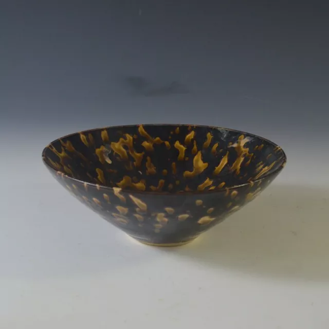 6.1" Chinese Song Porcelain Jizhou Kiln Black Glaze Tigroid Masses Douli Bowl