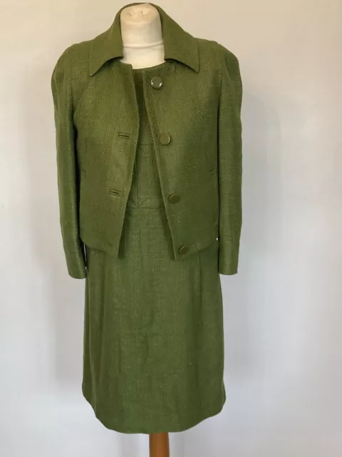 Hobbs Stylish Womens Dress Suit Skirt Blazer Jacket Green Set UK Size 10