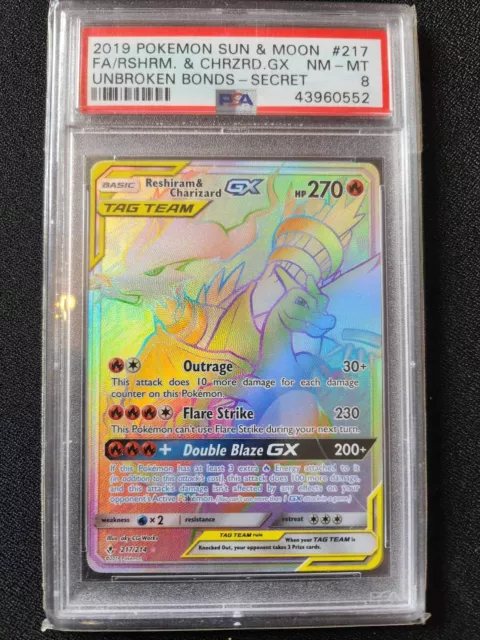 Reshiram & Charizard GX - 217/214 - Hyper Rare NM Sun &