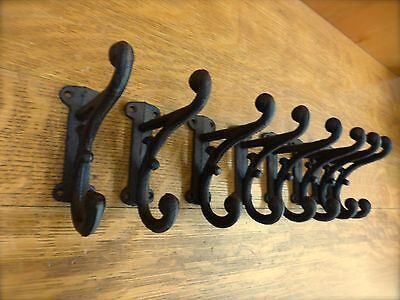 8 BROWN RUSTIC DOUBLE VINE COAT HOOKS ANTIQUE-STYLE CAST IRON 4.5" wall hardware