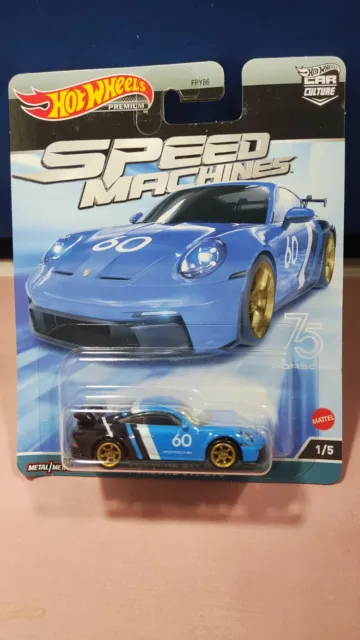Hot Wheels Premium Speed Machines Porsche 911 Gt3 Real Riders Blue Diecast New