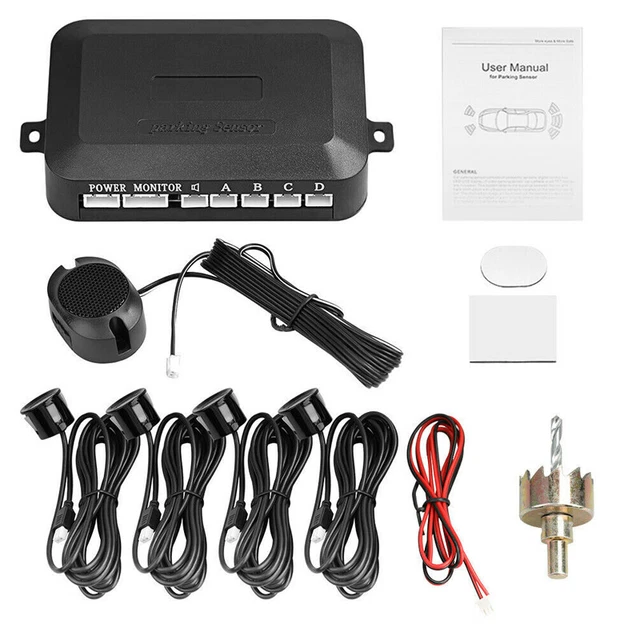 US 4 Parking Sensor Car SUV Backup Reverse Rear Radar Sound System Alert Alarm