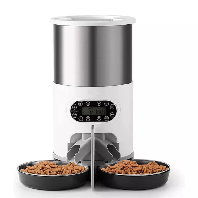 4.5L Automatic Pet Food Dispenser Feeder 2 Bowls Cats Dogs WiFi Timer Feeding EU