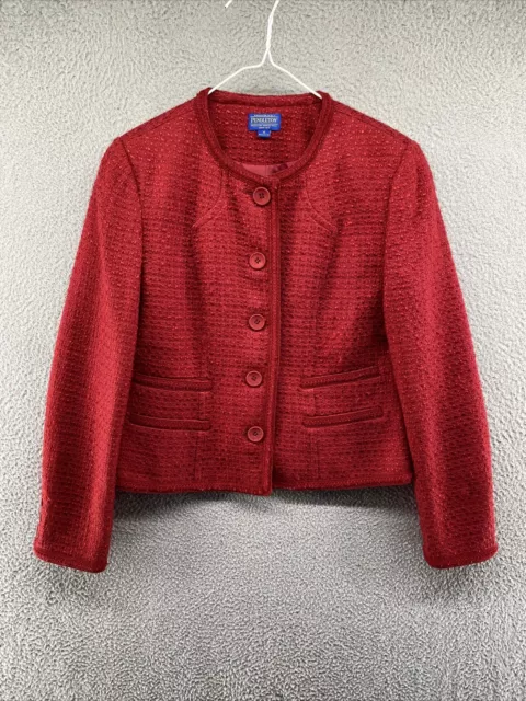Pendleton Blazer Jacket Womens Wool Blend Red Button Up in Size 10