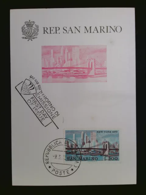 SAN MARINO MK 1973 NEW YORK MAXIMUMKARTE CARTE MAXIMUM CARD MC CM c8427