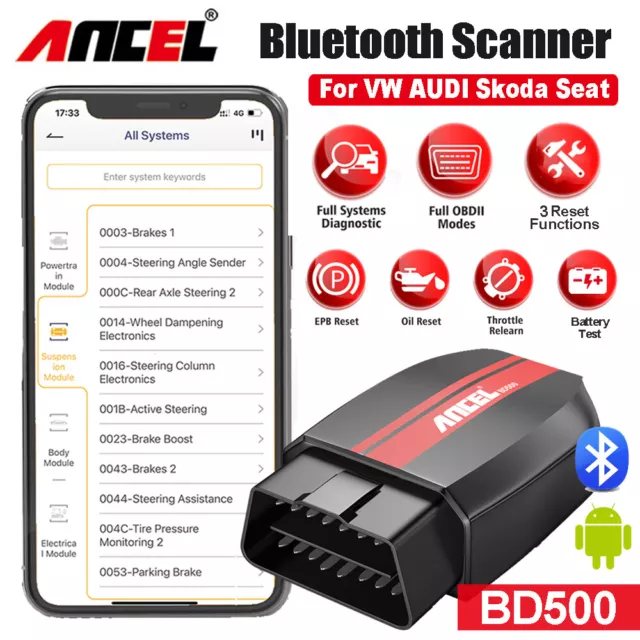 Ancel All Systems OBD2 Scanner EPB Oil TPS Reset Diagnostic Tool Fit For Audi