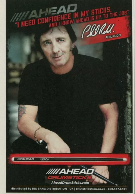 2014 small Print Ad of Ahead Drumsticks w Phil Rudd AC/DC