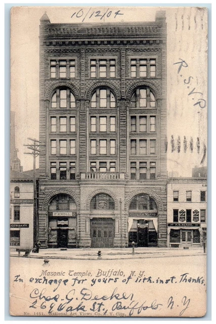 1904 Masonic Temple Building View Establishment Fire Hydrant Buffalo NY Postcard