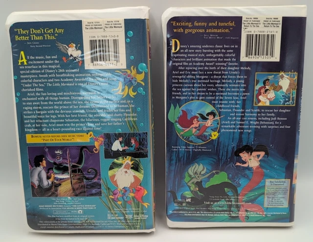 THE LITTLE MERMAID + II Return to the Sea VHS Clamshell Animated Disney ...