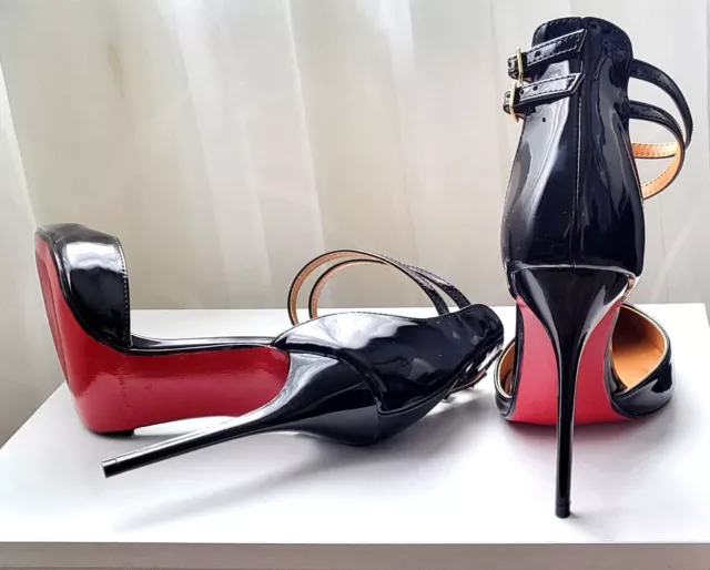 Sexy Stilettos 13cm High Heels Lack Schwarz Riemchen-Pumps Crossdresser EUR 46