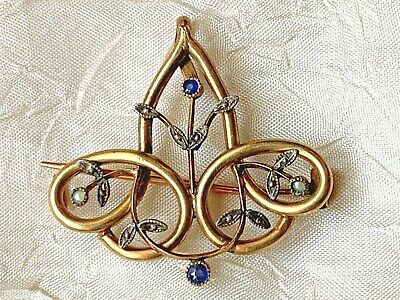 Antique French Edwardian Gold Plated Brooch - signed ORIA - ART NOUVEAU - 3.2cm