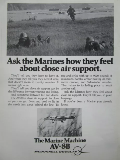 1979-1981 Pub Mcdonnell Douglas Av-8B Harrier Ii Marines Original Ad