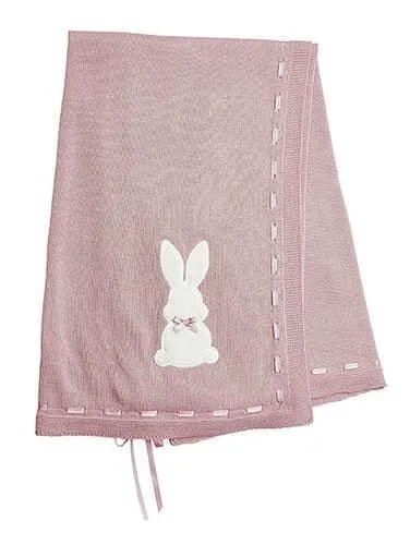 Coperta lavorata a maglia coniglio e fiocco per bambine romane spagnole rosa coniglio e tarassaco