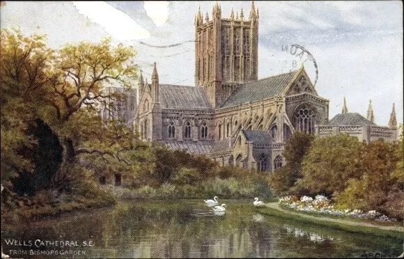 Künstler Ak Wells Somerset England, Cathedral from Bischops Garden - 3853642