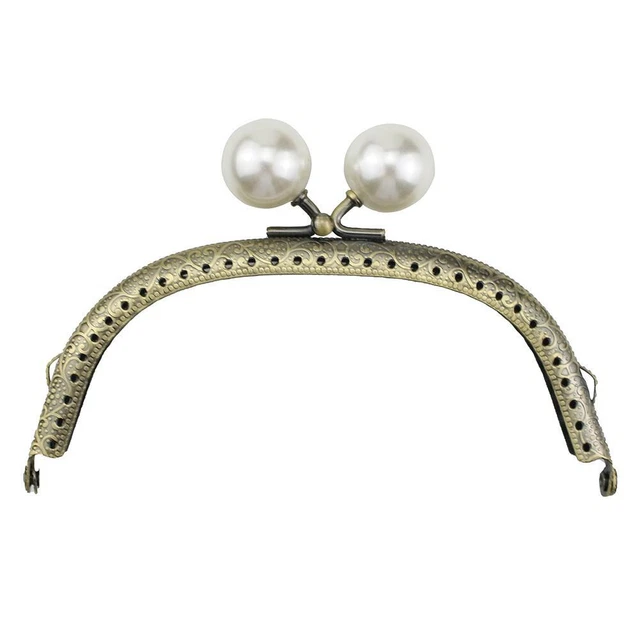 Pearl Wallet Metal Handle Frame Arc Shaped DIY Clutch Clasp Lock(12.5cm)2pc FS2#