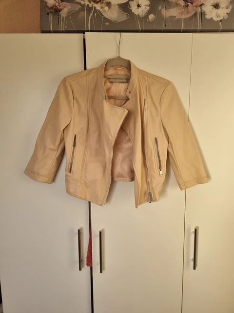 Pale pink faux leather jacket top