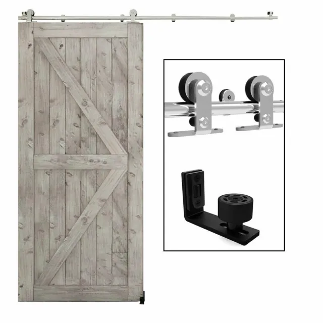 4-12FT Top Mounted Stainless Steel Sliding Barn Wood Door Track Hardware Kit