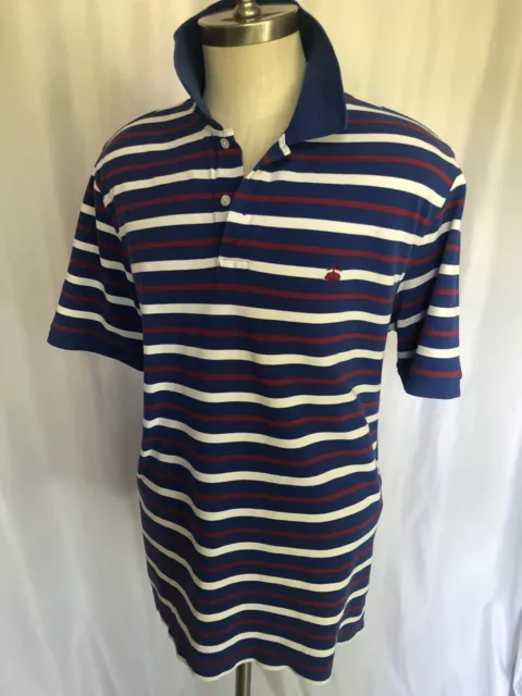 BROOKS BROTHERS MENS Striped Polo Shirt Blue/Red, XL $16.00 - PicClick