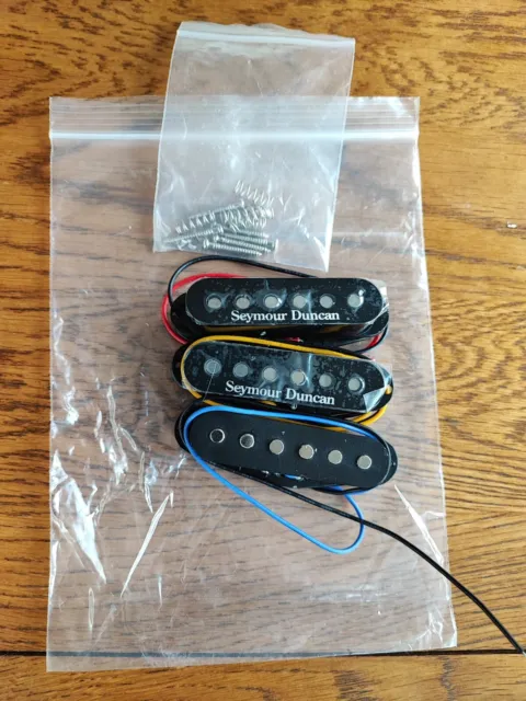 Stratocaster Single Coil Pickup Set - Black - New With Seymour Duncan Covers