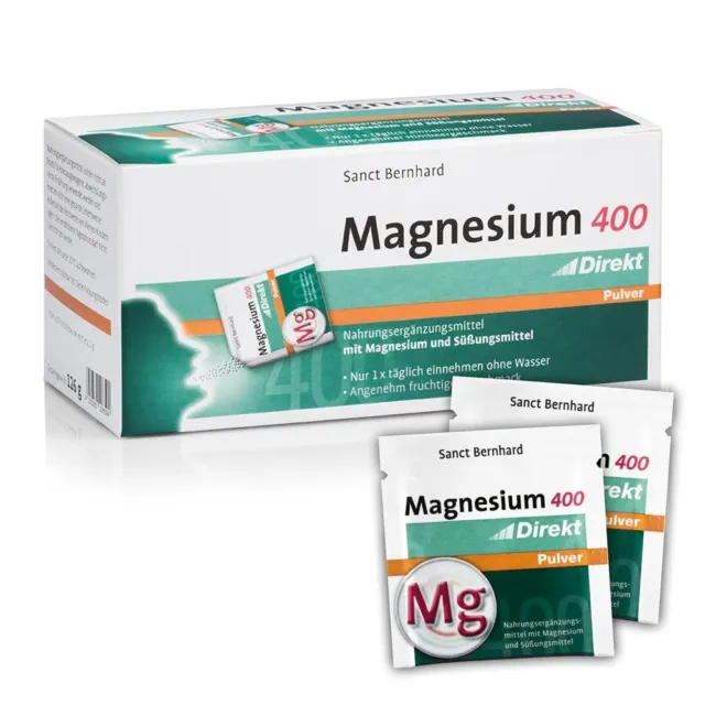 Magnesium 400 Direkt Pulver | hoch dosiert | 60 Portionsbeutel (83,33€/kg)