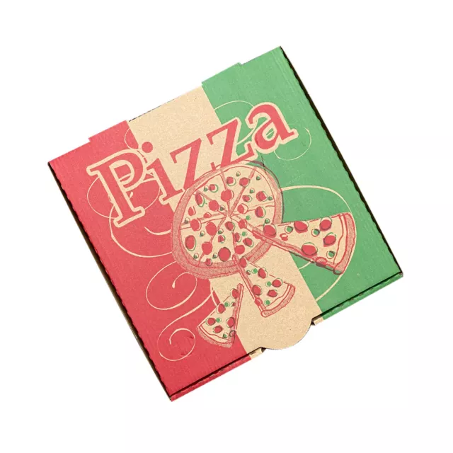 10x Pizza Box 13" "Pizza" Print Kraft Brown Takeaway Food Packaging Cookie Boxes