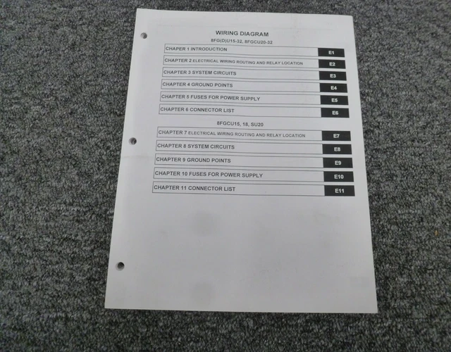 TOYOTA 8FGU20 8FDU20 8FGU25 8FDU25 Forklift Electrical Wiring Diagrams