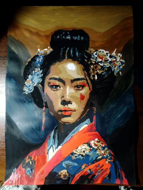 Portrait-Poster "Japanese geisha girl" handmade