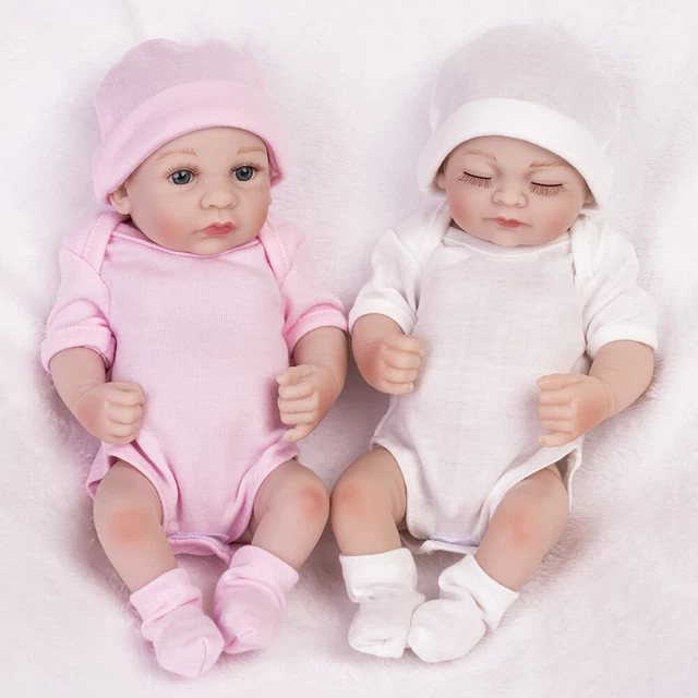 10"  Reborn Baby Dolls Full Body Vinyl Silicone Lifelike Girl/Boy Twins Doll