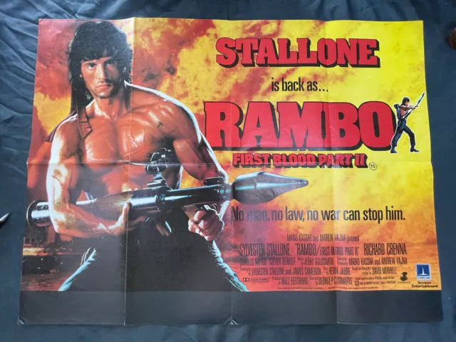 Rambo First Blood Part 2 Original Cinema Quad Poster 40x30 Rare