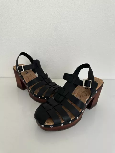 Korks by KorkEase Whitney Black Platform Sandal Size 8 M Block Heel Ankle Strap