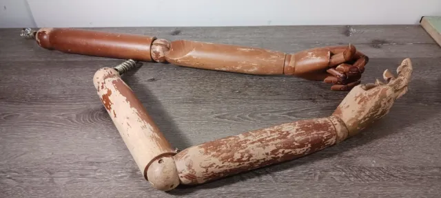 Two Antique Solid Wood Articulating Mannequin Arms