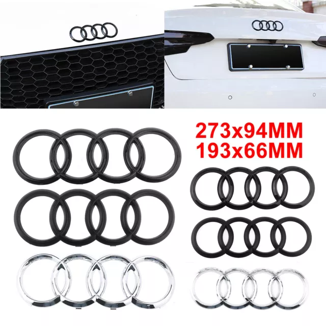 273x94mm 193x67mm Avant Arrière Emblème pour AUDI A4 Q5 Logo Noir Badge Calandre