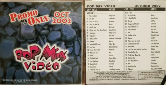 PROMO ONLY DVD Pop Mix Video 2002 October Elton John Mariah Carey Bon Jovi B2K