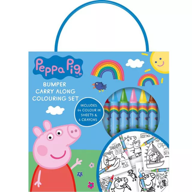 Peppa Pig Girls Bumper Carry Along Colouring Set Travel Size 6 Crayons