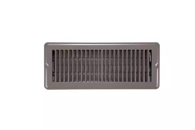 Brown Steel Floor Register Vent Diffuser, Close Damper, Fits 4"x12" Duct Opening