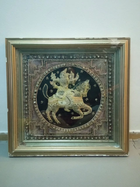 Antigue Burmese Kalaga Tapestry Framed