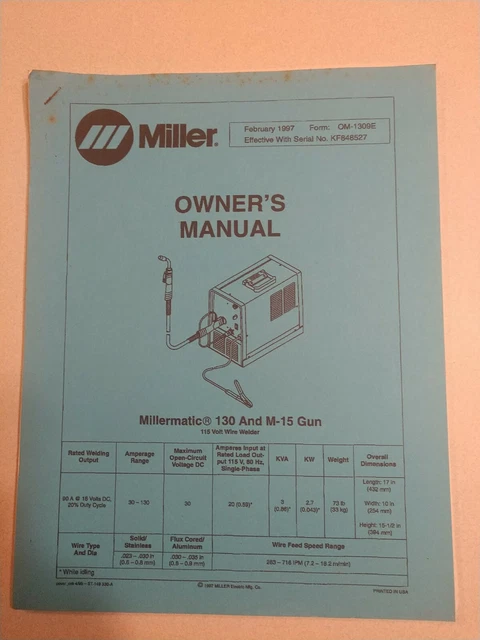 Miller Om1309E Owners Manual