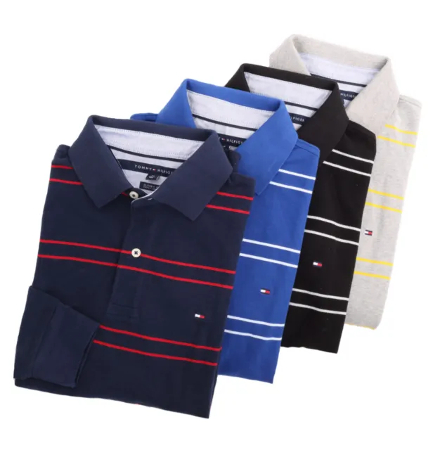 Tommy Hilfiger Men Long Sleeve Classic Fit Stripe Rugby Polo Shirt -$0 Free Ship