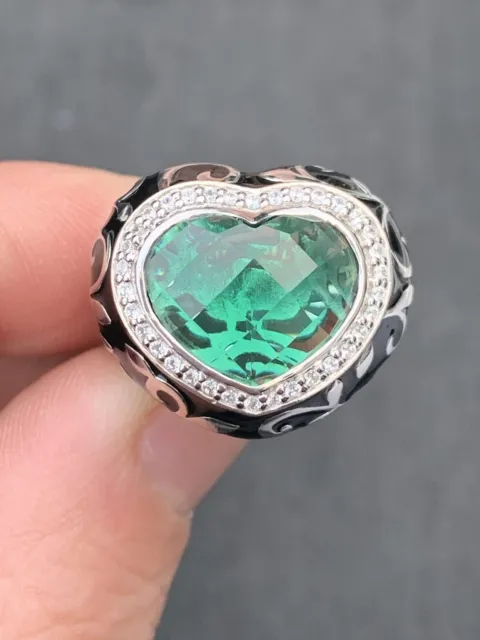 Silver Belle Etoile Enamelled Heart Ring, 925