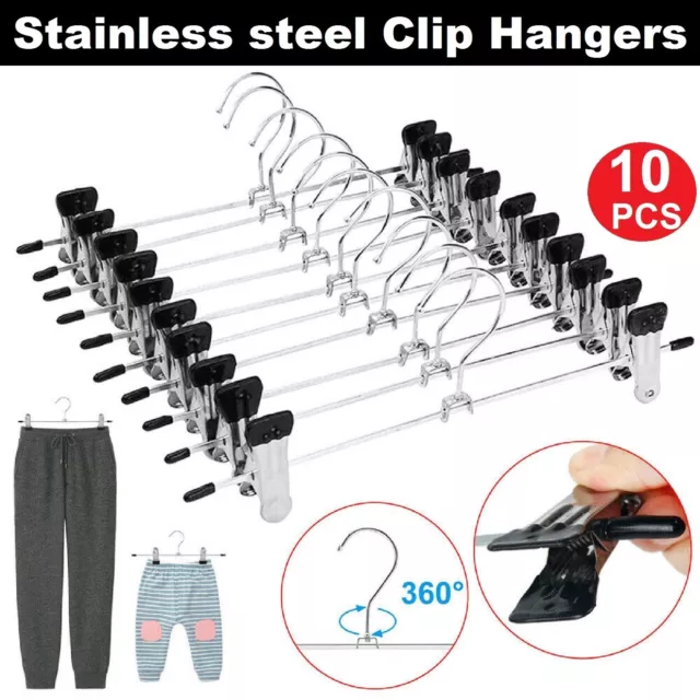 Adjustable Clip Hangers Pants Skirt Clothes Hangers Clothing Clip Coat Hanger AU