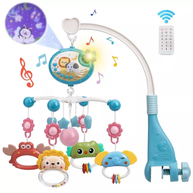 Nursery Baby Musical Bed Bell Kid Crib Mobile Cot Music Box Rattle Toy Light