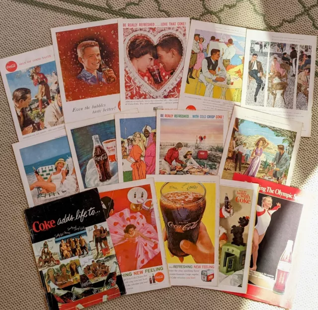 Lot of 15 Vintage 1950s-1992 Retro Coke Coca Cola Magazine Covers Olympics