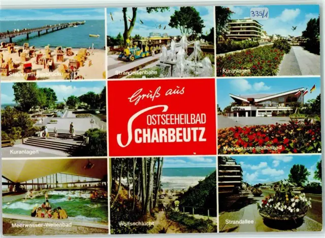40025697 - 2401 Scharbeutz Riesenkarte Strand mit Seebruecke Strandeisenbahn
