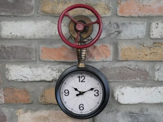 Industrial Retro Pipe Wall Clock Vintage Look Steampunk Metal Fittings