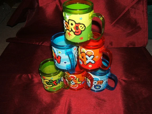 25 Wholesale H&H Kids Personalised 3D Plastic Movable Rubber Side Mugs job lot 2