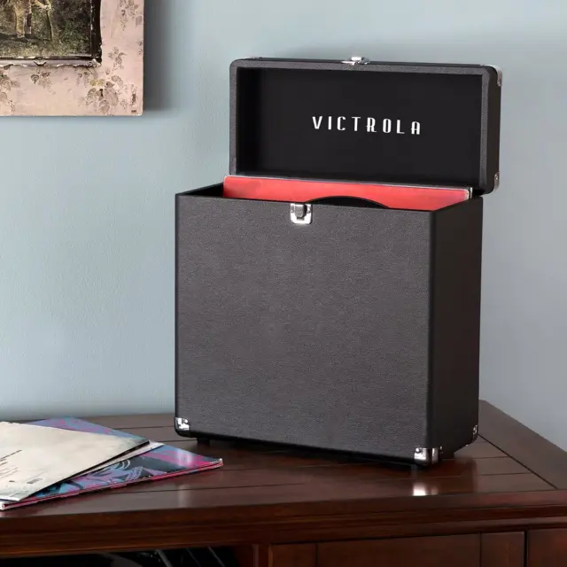 Vinyl Record Holder Storage Vintage Carrying Case Fits All Standard Album Handle